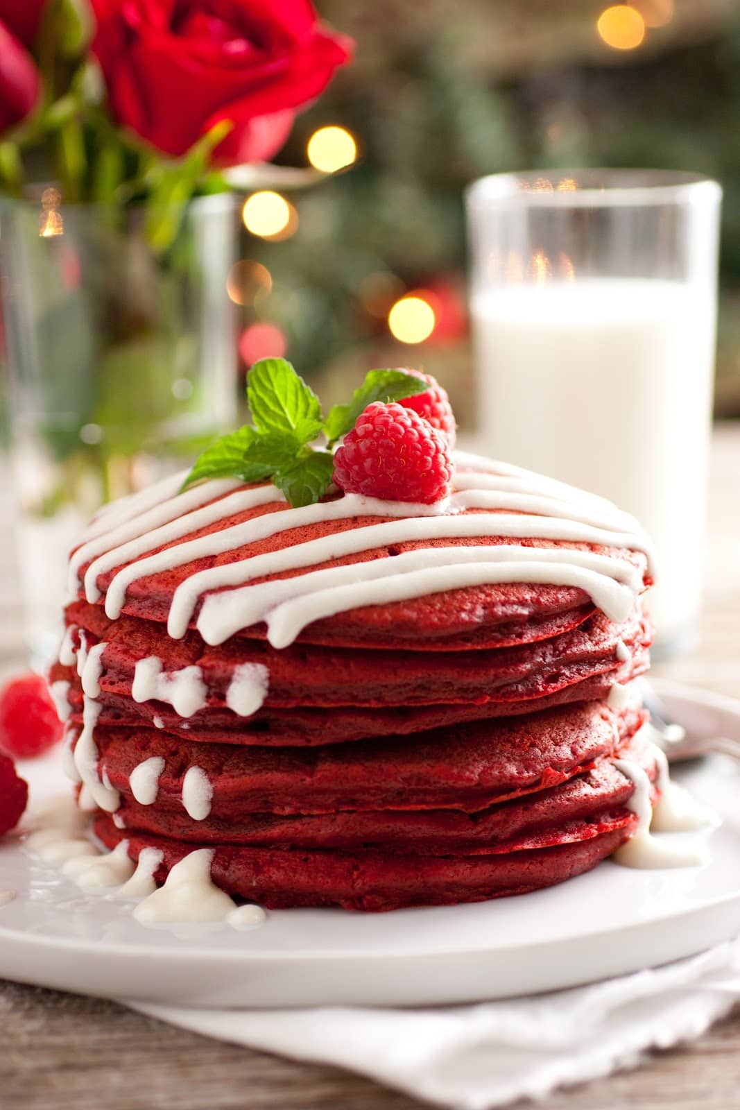 Red Velvet Pancakes with Cream Cheese Glaze  Cooking Classy