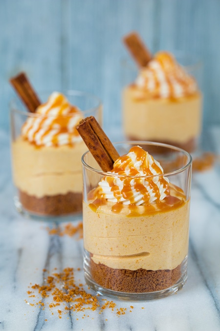 No Bake Pumpkin Cheesecakes with Caramel Sauce | Cooking Classy