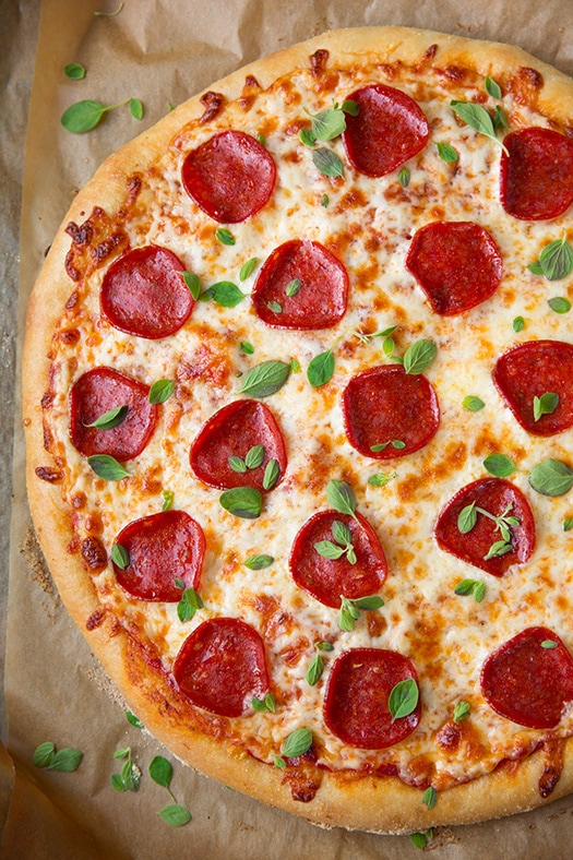 pepperoni pizza (homemade dough and pizza sauce recipes)