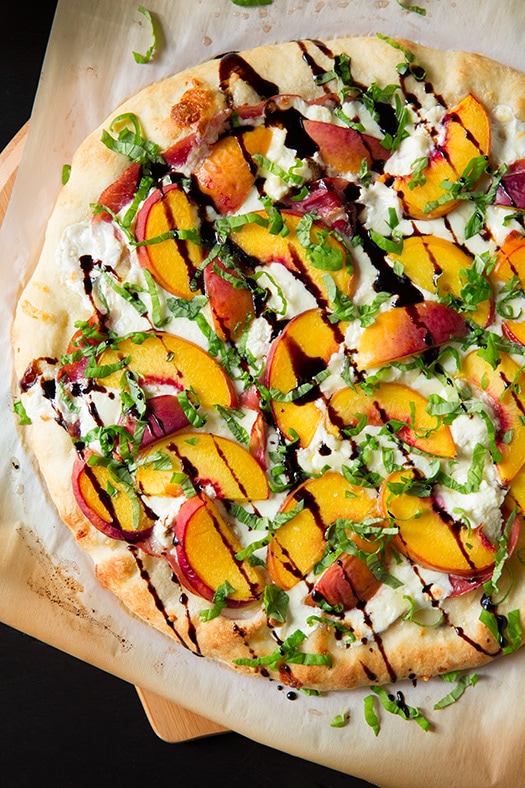 Three Cheese Peach Prosciutto and Honey Balsamic Pizza | Cooking Classy