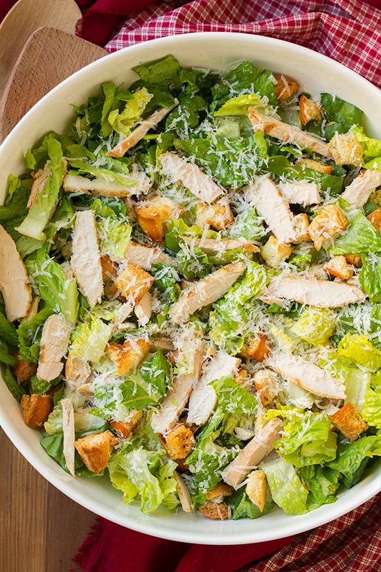 Chicken Caesar Salad with Garlic Croutons and Light Caesar Dressing | Cooking Classy