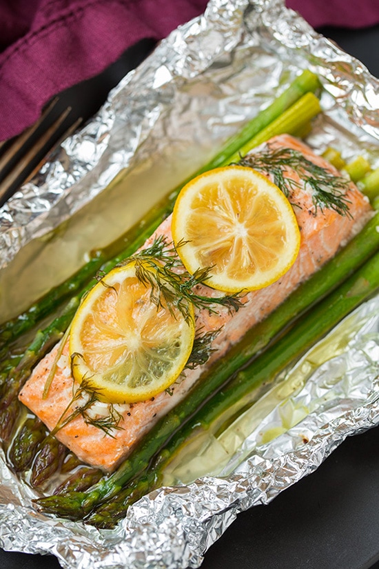 What is a simple foil-baked salmon recipe?