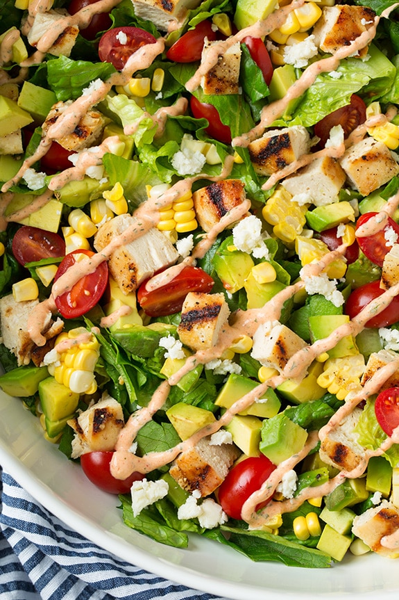 Grilled Chicken BLAT Salad with Avocado Ranch Dressing 
