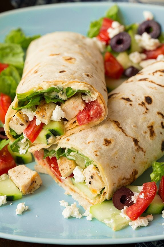 Greek Grilled Chicken &amp; Hummus Wrap - Cooking Classy