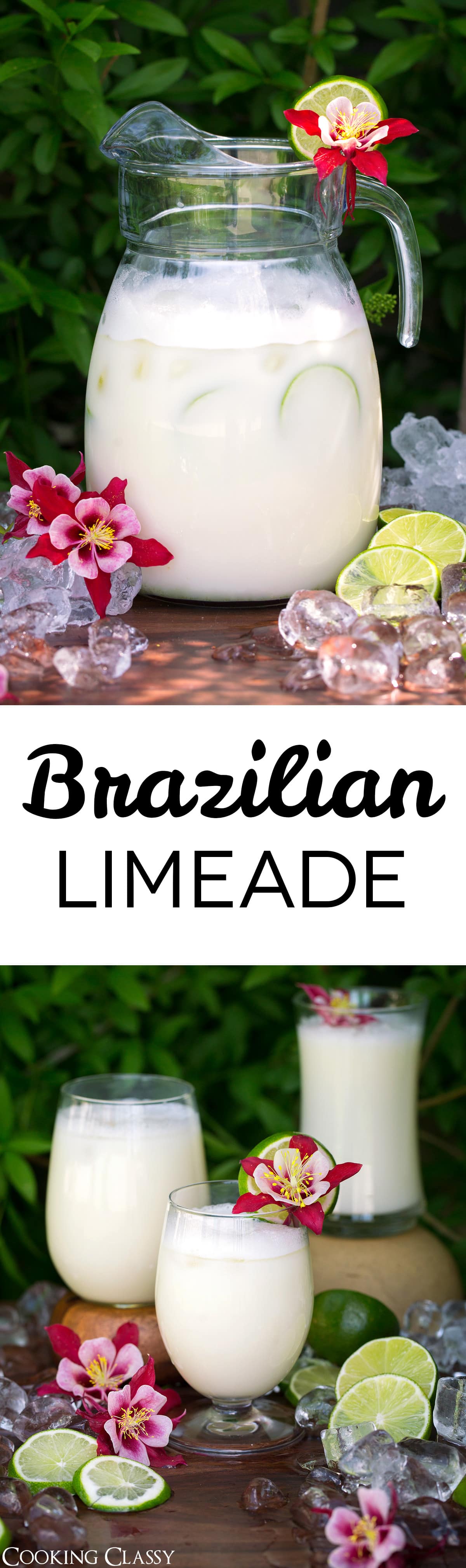 Brazilian Limeade - One of the most refreshing drinks on a hot summer day! It's bright and tangy, it's sweet and tart, and it's even got a delicious creaminess to it thanks to the sweetened condensed milk. Such a tasty twist on the classic lemonade! #lemonade #limeade #brazilianlemonade #drinks #summer #recipe