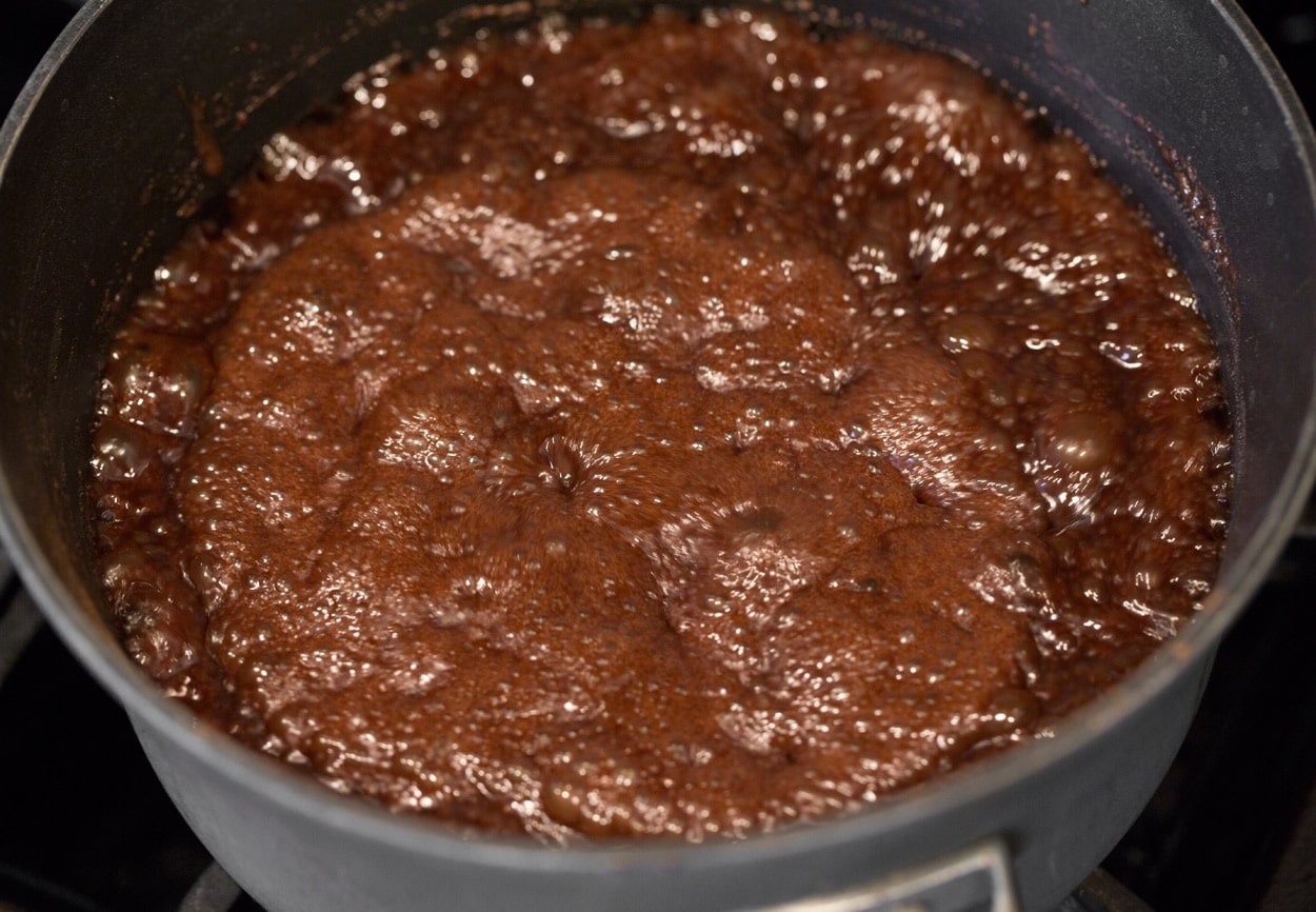 Do not bake boiling cookies cocoa mixture with sugar in saucepan