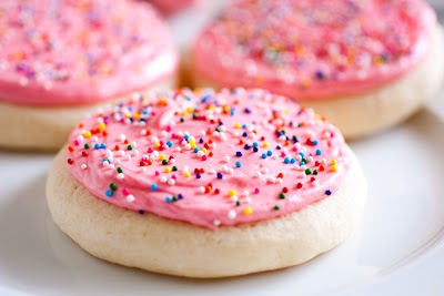 Pink frosted sugar cookies