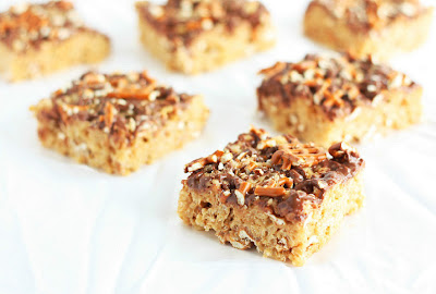Rice Krispie Treats with Peanut Butter and Pretzels