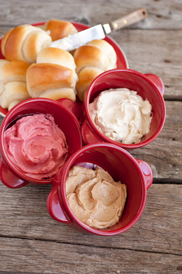Whipped Specialty Butters - cinnamon, honey, and raspberry. 