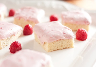Sugar Cookie Squares with White Chocolate Raspberry Cheesecake Frosting