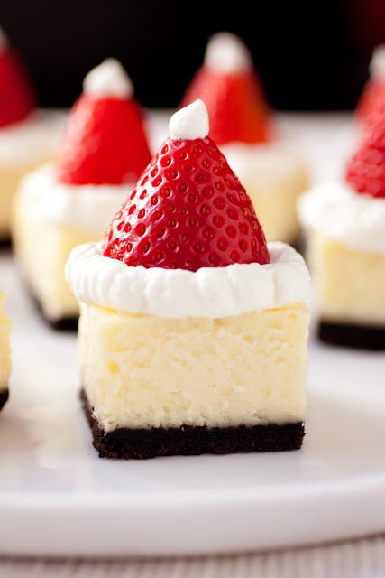 Santa Hat Cheesecake Bites | 17 Christmas Party Food Ideas | Easy To Prepare Finger Foods