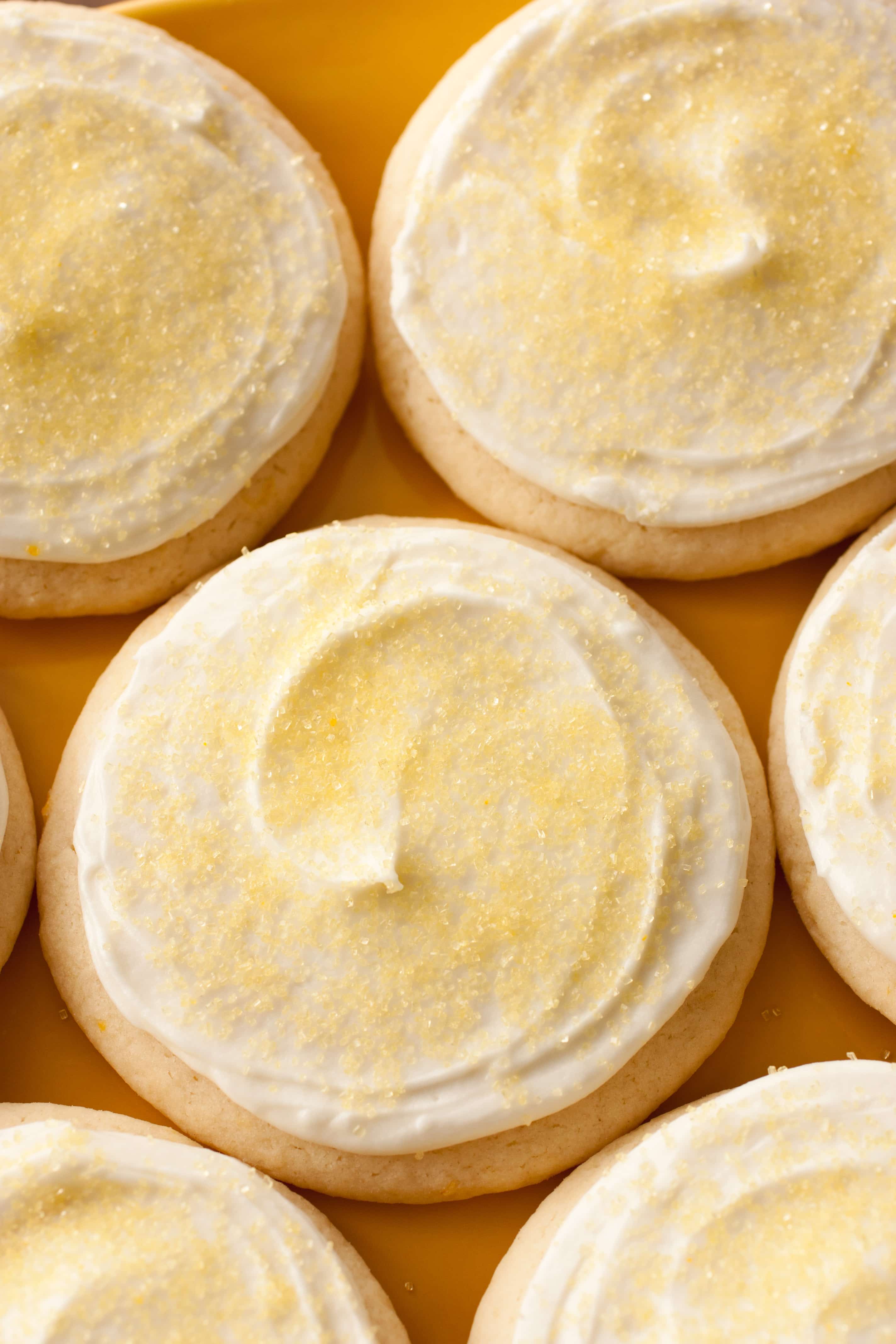 Soft frosted lemon sugar cookies.