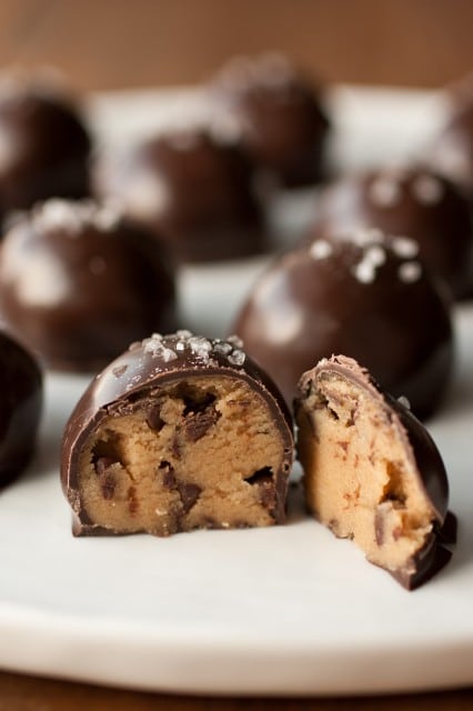 salted browned butter cookie dough truffles5