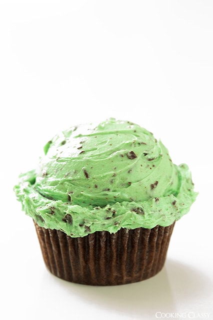 Chocolate Cupcakes with Mint Chocolate Chip Frosting | Cooking Classy