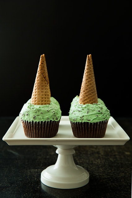 Chocolate Cupcakes with Mint Chocolate Chip Frosting | Cooking Classy