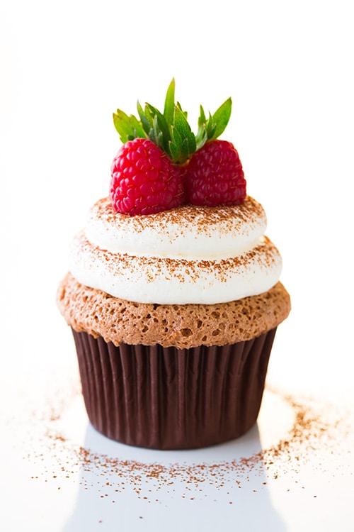 Chocolate Angel Food Cupcakes with Cream Cheese Whipped Cream Frosting | Cooking Classy