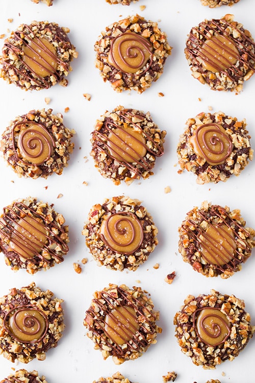 Salted Caramel Turtle Thumbprint Cookies | Cooking Classy