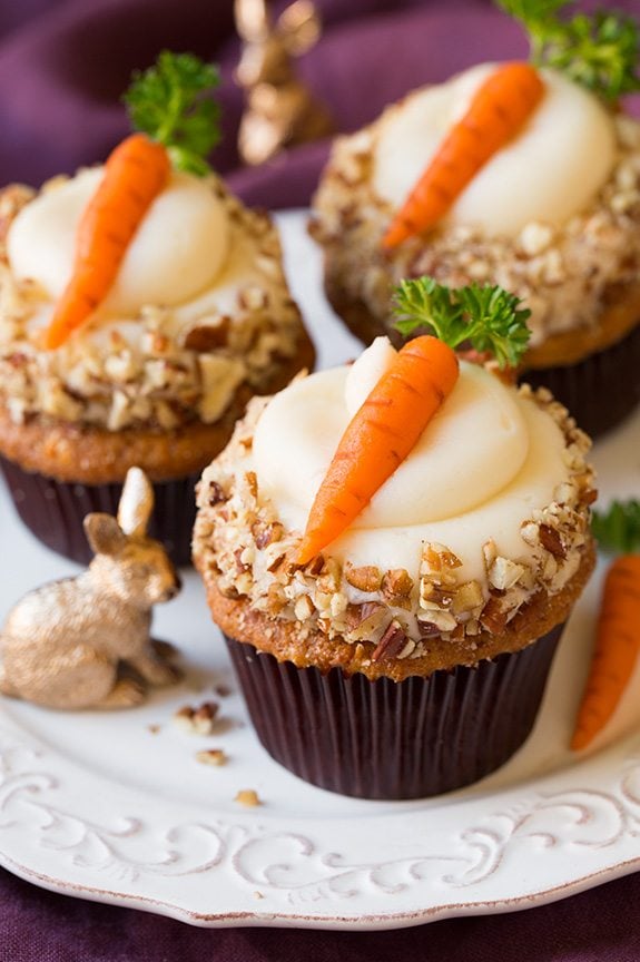 Carrot Cake Cupcakes with Cream Cheese Frosting 