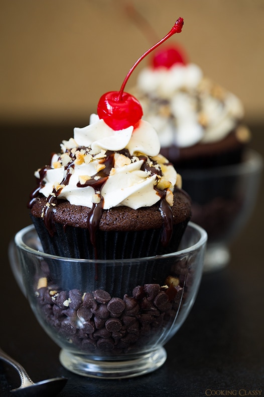 Hot Fudge Sundae Cupcakes | Cooking Classy