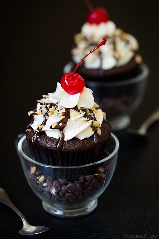 Hot Fudge Sundae Cupcakes | Cooking Classy