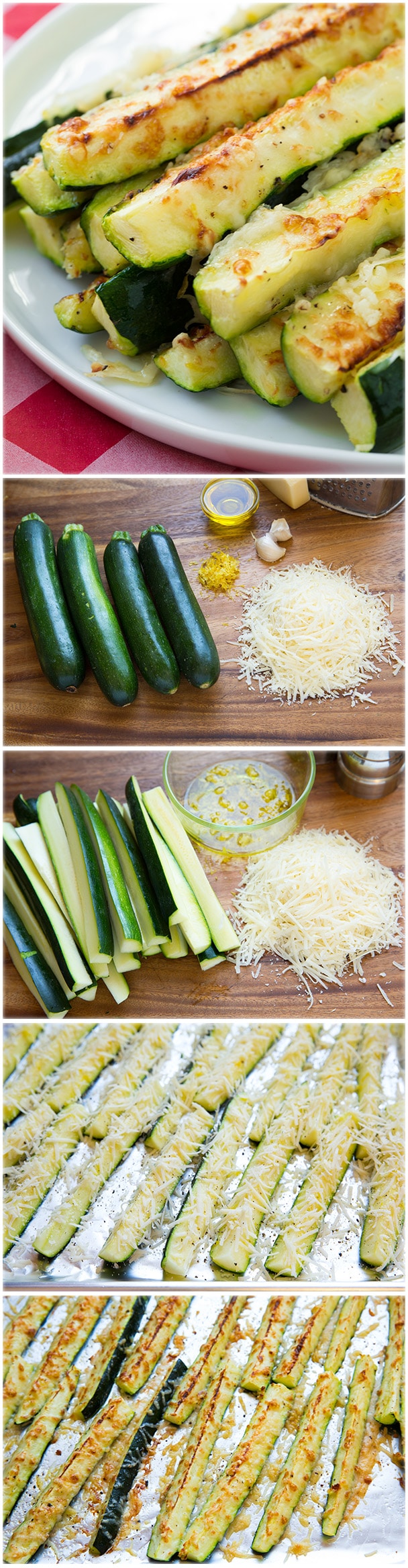 A collage image for how to make Parmesan Zucchini Baked In Oven