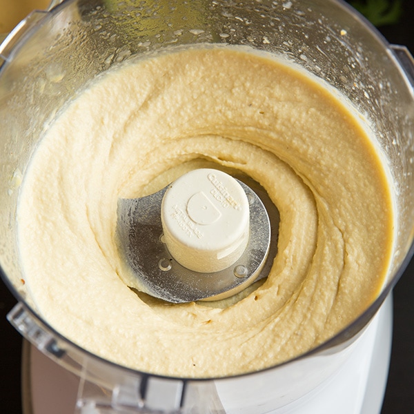 Avocado Hummus getting made in a blender