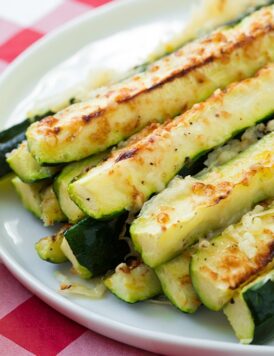 A close up of oven roasted zucchini