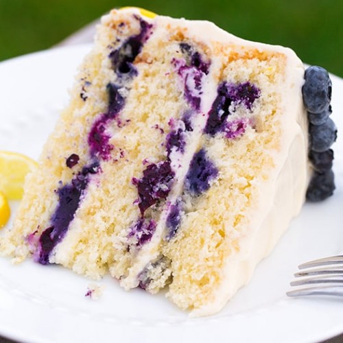 lemon blueberry cake cooking