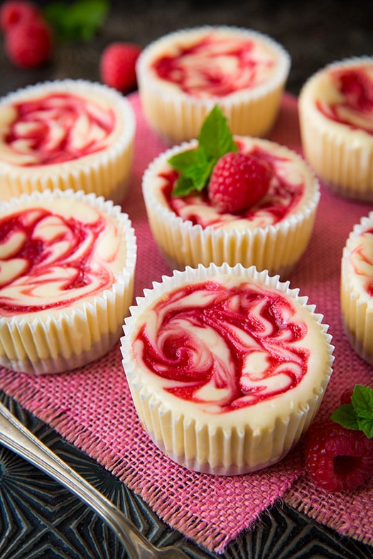 Raspberry Swirled Cheesecake Cupcakes | Cooking Classy