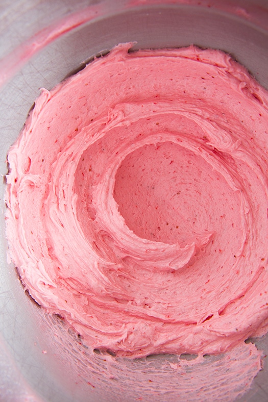 Strawberry Buttercream Frosting in a bowl