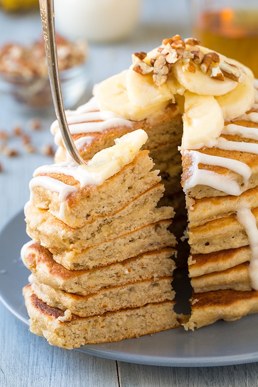 Banana Bread Pancakes with Cream Cheese Glaze | Cooking Classy