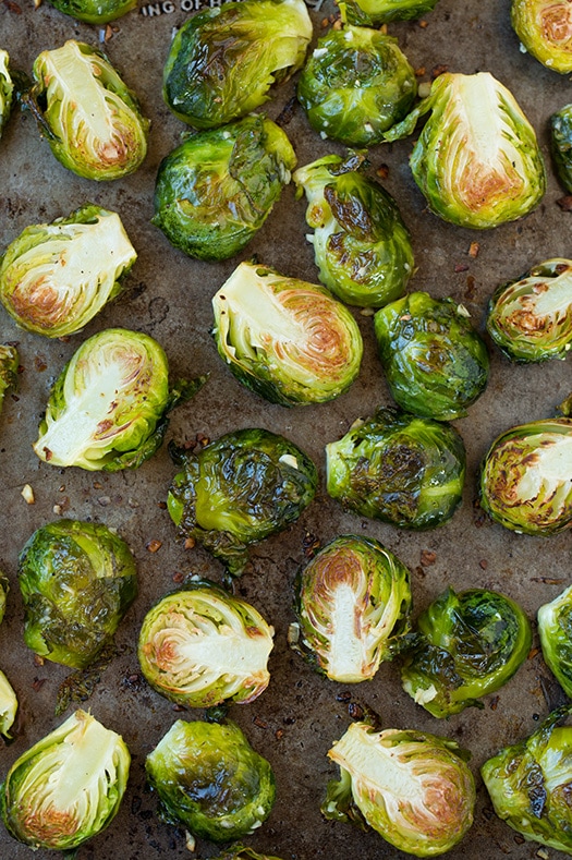 Garlic Lemon and Parmesan Roasted Brussel Sprouts