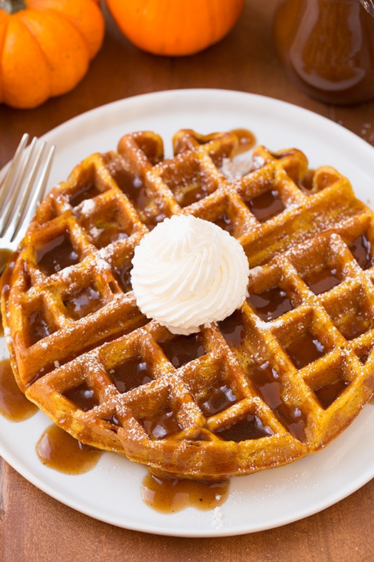 Pumpkin Waffles and Apple Cider Syrup | Cooking Classy