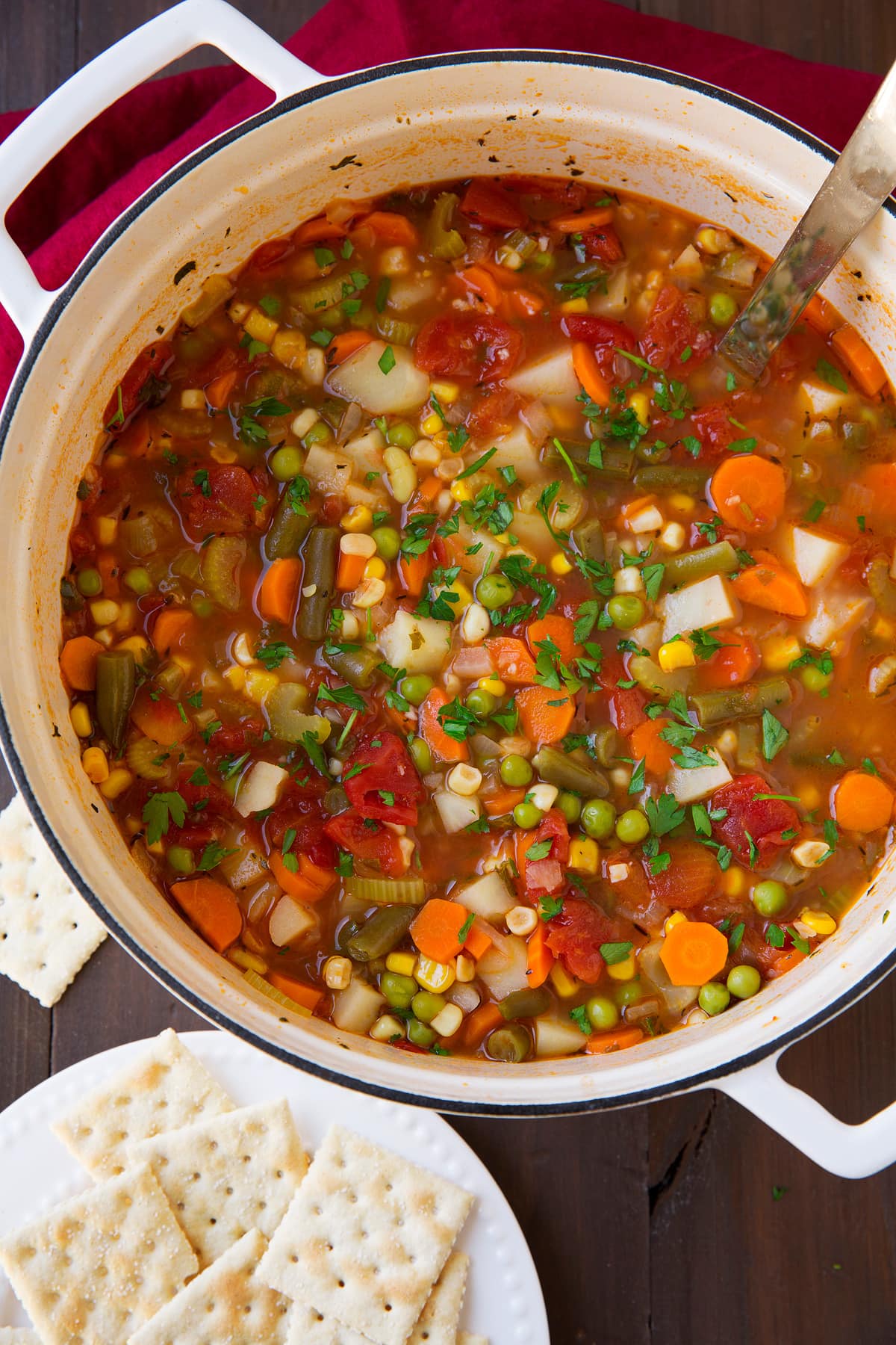 Pot full of easy homemade Vegetable Soup.