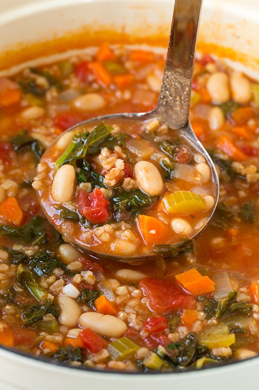 Mediterranean Kale, Cannellini and Farro Stew | Cooking Classy
