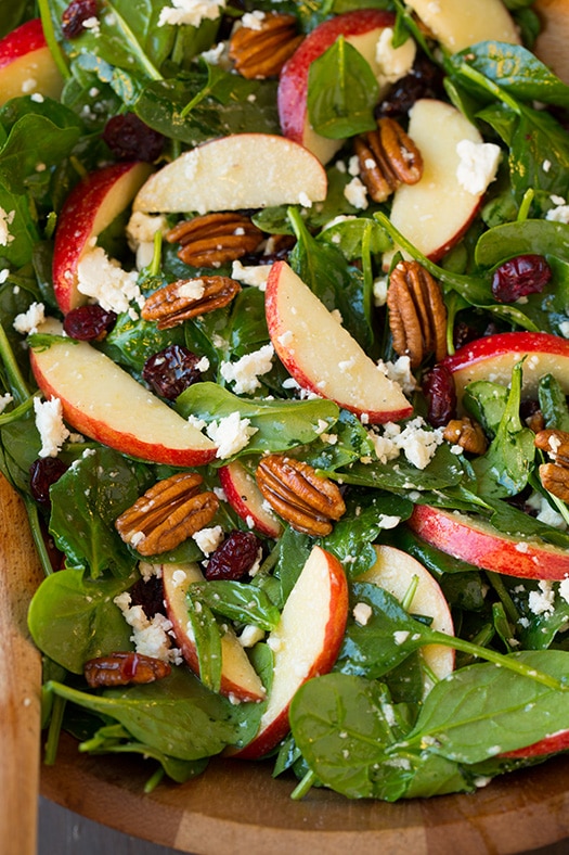Apple Pecan Feta Spinach Salad with Maple Cider Vinaigrette | Cooking Classy
