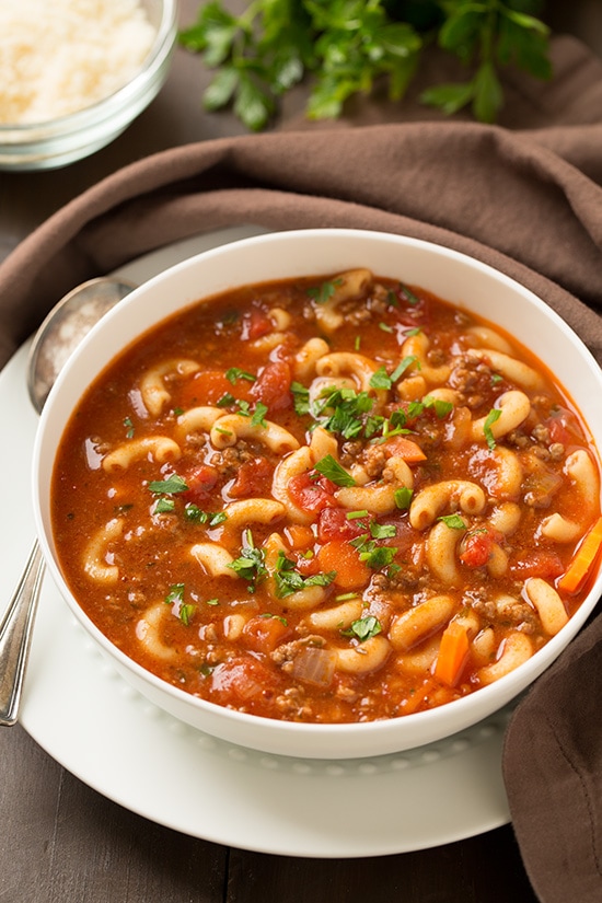 Goulash Soup - Beef and Tomato Macaroni Soup - Cooking Classy