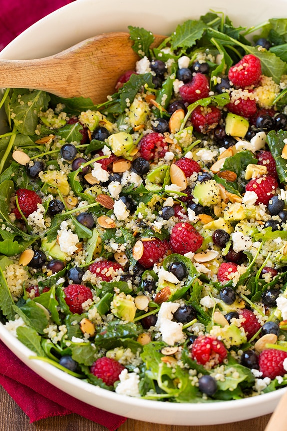 Berry Avocado Quinoa and Kale Salad with Honey-Lime Poppy Seed Dressing | Cooking Classy