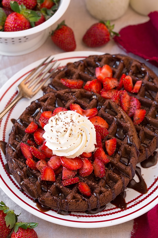 Chocolate Cake Mix Waffles (only FOUR ingredients) | Cooking Classy