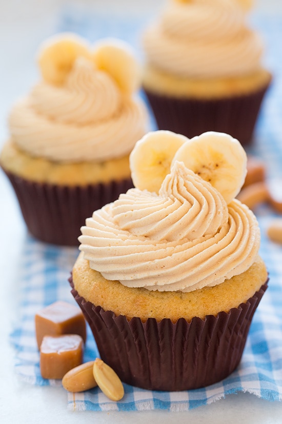 Banana Cupcakes with Salted Caramel Peanut Butter Frosting | Cooking Classy