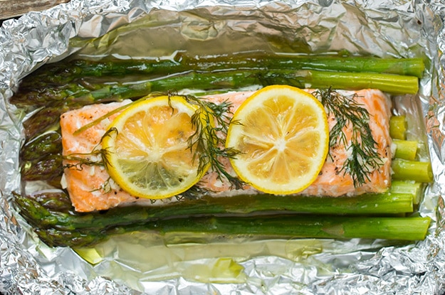 Cooked salmon after baking in oven.