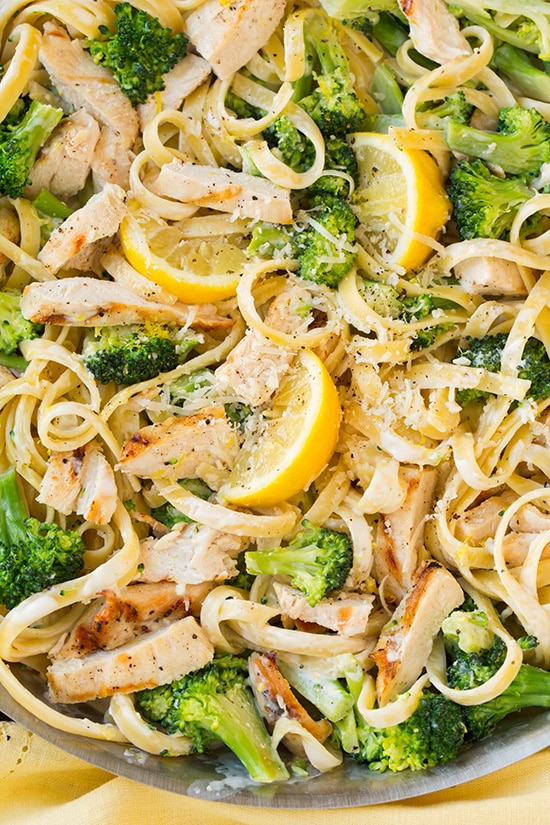 Lemon Fettuccine Alfredo with Grilled Chicken and Broccoli | Cooking Classy