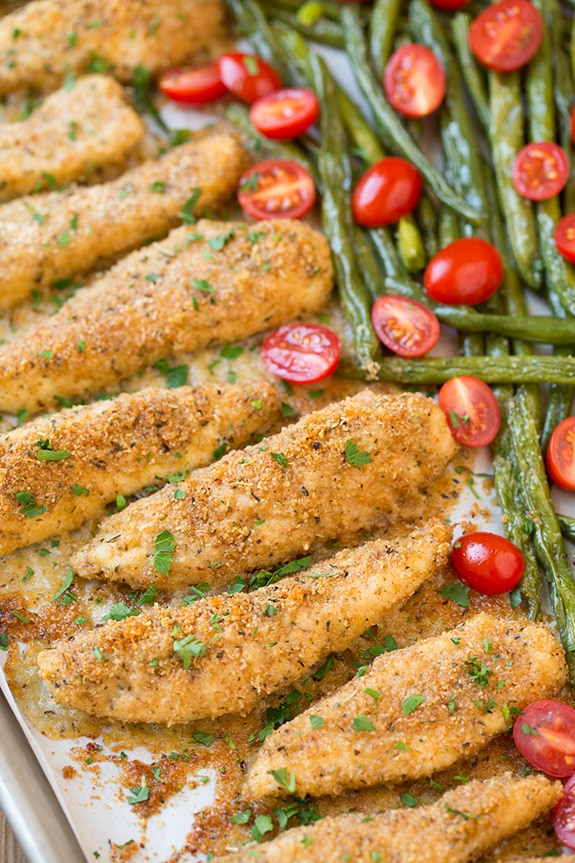 One Pan Roasted Garlic-Parmesan Chicken and Green Beans with Fresh Grape Tomatoes | Cooking Classy