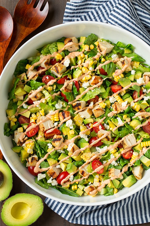 Avocado and Grilled Chicken Chopped Salad with Chipotle-Lime Ranch | Cooking Classy