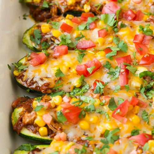 Healthy Chicken Enchiladas Zucchini Boat