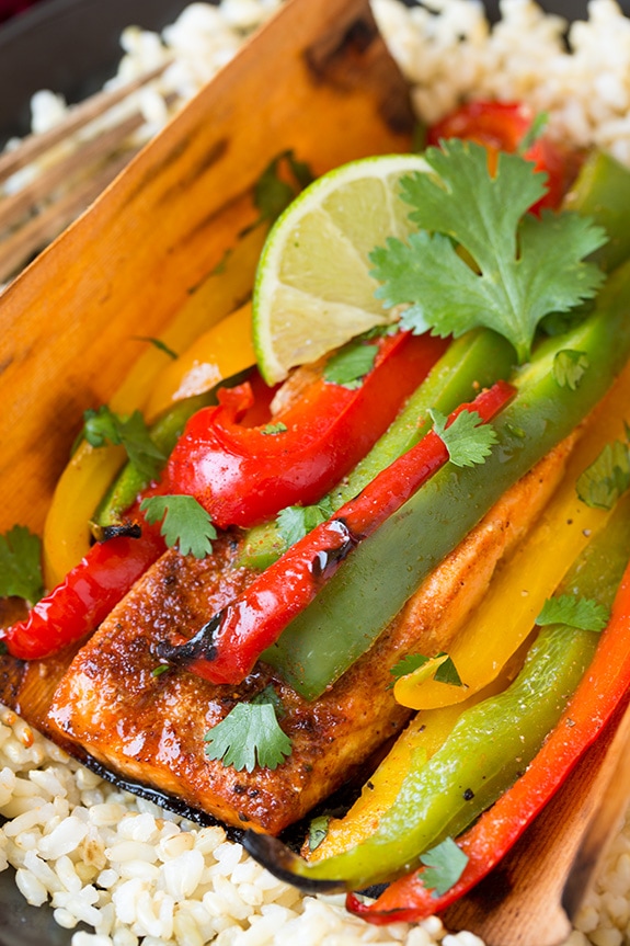 Chipotle Rubbed Salmon with Bell Peppers in Cedar Paper | Cooking Classy
