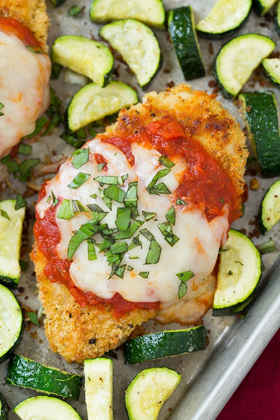 One Pan Chicken Parmesan and Roasted Zucchini Cooking Classy