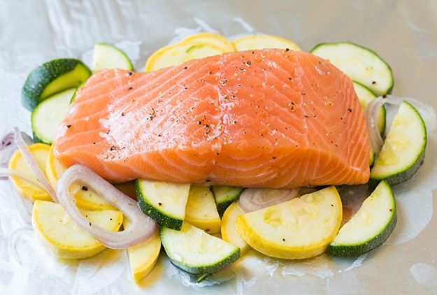 Salmon and Summer Veggies in Foil | Cooking Classy