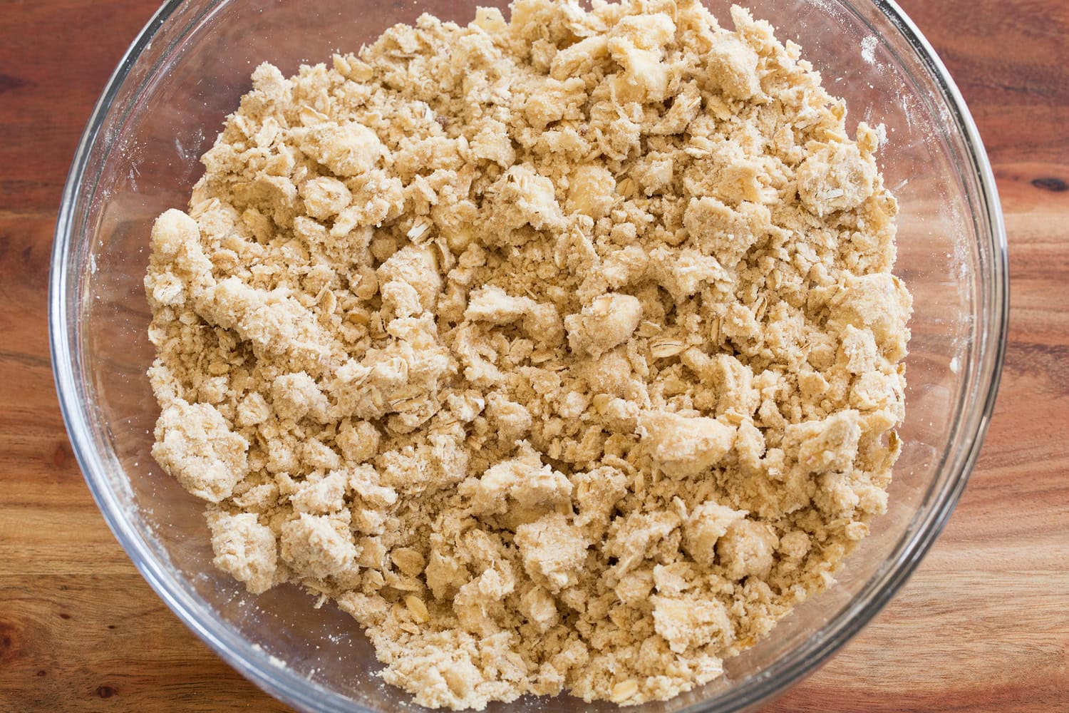 Crumble mixture after being mixed with butter.