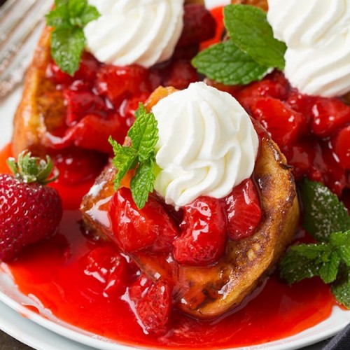 Angel Food Cake French Toast with Fresh Strawberry Syrup Cooking Classy
